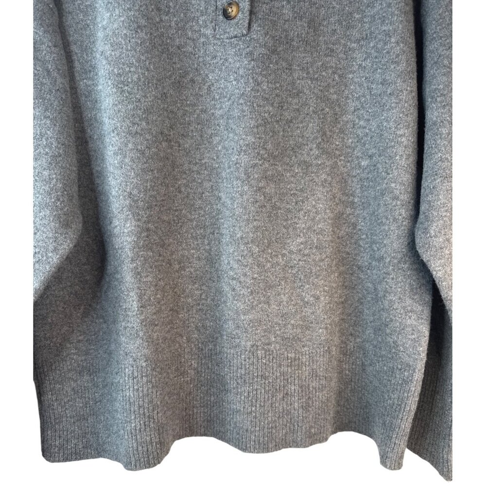 ZARA Gray Large Ribbed Button-Up High Collar Sweater - Picture 6 of 10